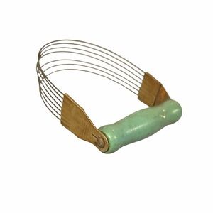 Vintage Androck Pastry Blender Green Wooden Handle Curved Wires Depression Era